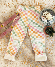 Checkered boyfriend fit distressed crop jeans