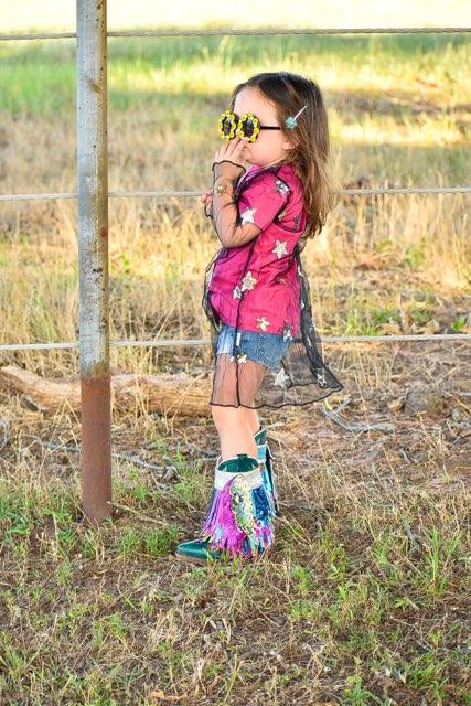 Magical sequined star mesh duster