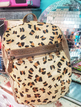 Leopard hair on hide mini back pack/ or mini purse with an add on keychain option