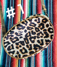Leopard hair on hide mini back pack/ or mini purse with an add on keychain option