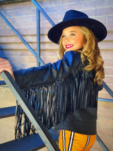 Fringed bomber leather jacket