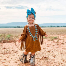 Golden hour fringed suede dress