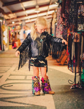 Fringed bomber leather jacket