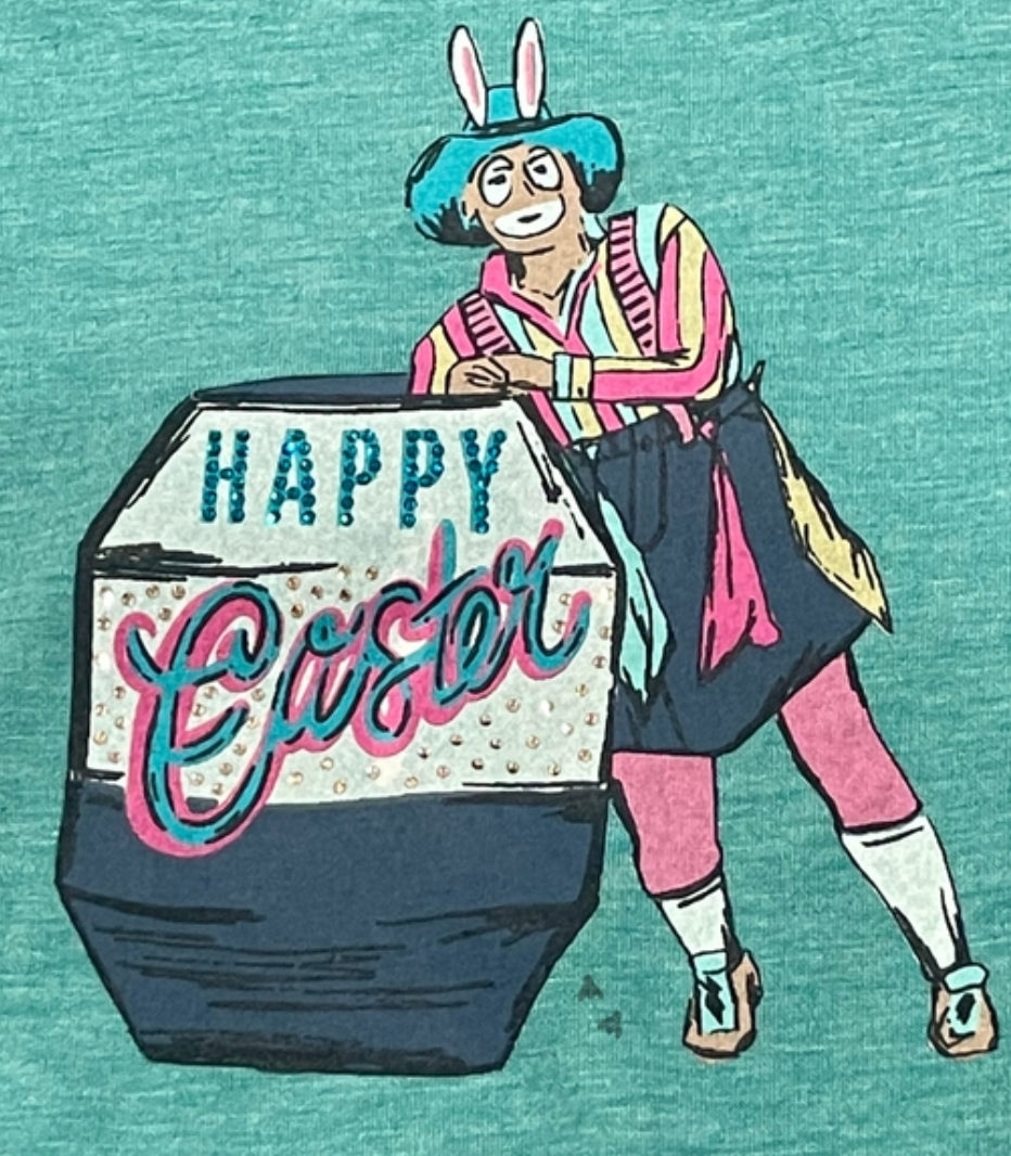 Rodeo easter clown blinged out tee