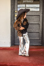 Leopard colorblock shacket