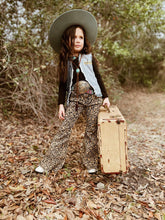 Cheetah print denim bell bottoms