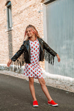 Fringed bomber leather jacket