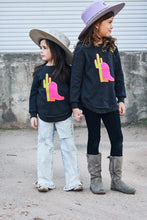 Neon boot scootin' chenille patch sweatshirt
