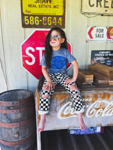 Checkered boyfriend fit distressed crop jeans