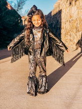 Fringed bomber leather jacket