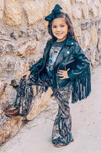 Fringed bomber leather jacket