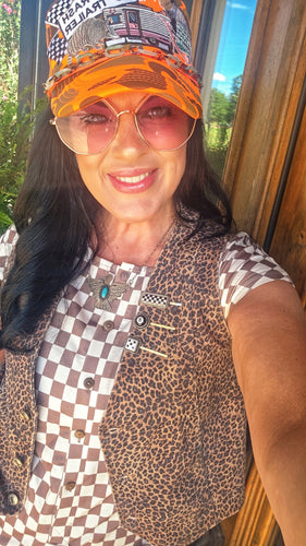 Mamacita leopard Denim Vest