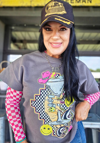 Mamacita dopamine vibes cutoff bling sweatshirt