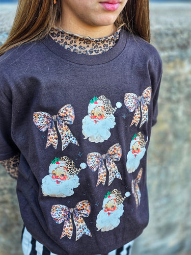 Leopard bow Santa tee
