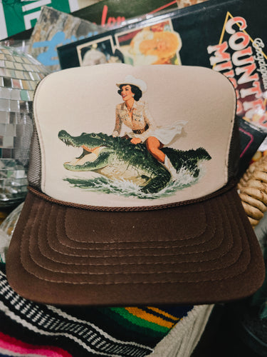 PRE order Crocodile cowgirl trucker hat (ships end of May-first of June)