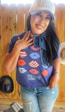 Red white blue Kiss lips mom crop