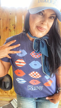 Red white blue Kiss lips mom crop