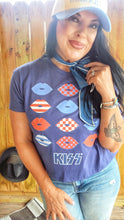 Red white blue Kiss lips mom crop