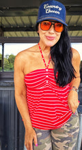 Stripe me down red halter top