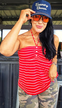 Stripe me down red halter top
