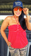 Stripe me down red halter top