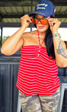 Stripe me down red halter top