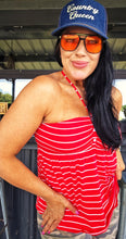 Stripe me down red halter top