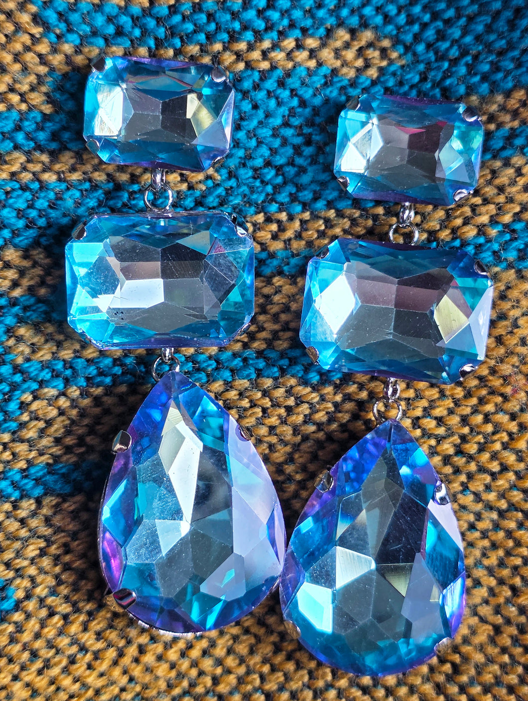 Big gemstone bling earrings
