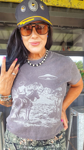 Galaxy cowboy oversized box mom crop