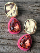 Chunky gold gemstone earrings