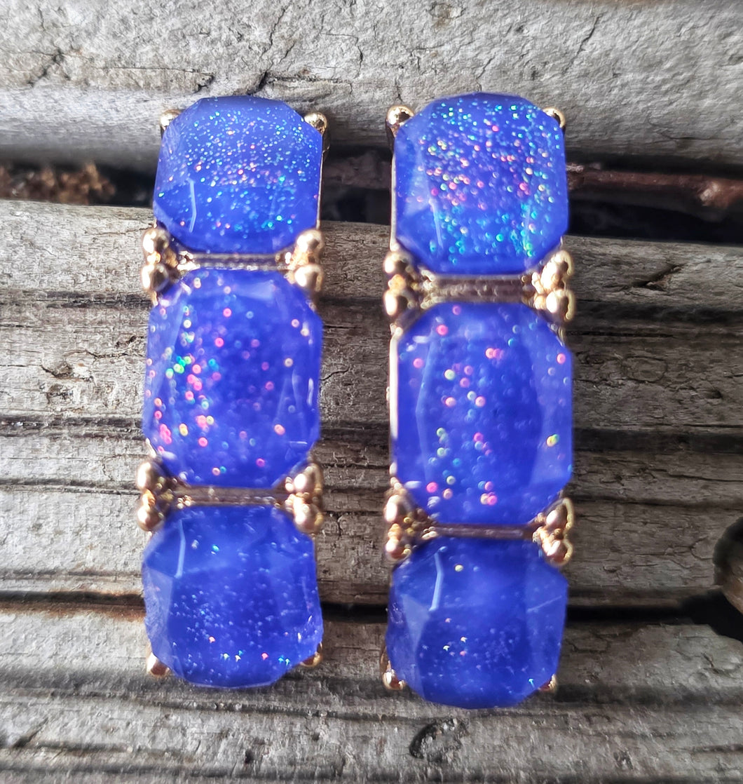 Neon halfmoon gem earrings