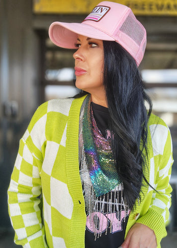 Mamacita checkered lime cardi