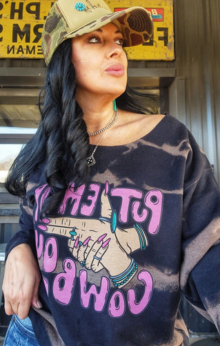 Mamacita put em up cowboy bleached sweatshirt