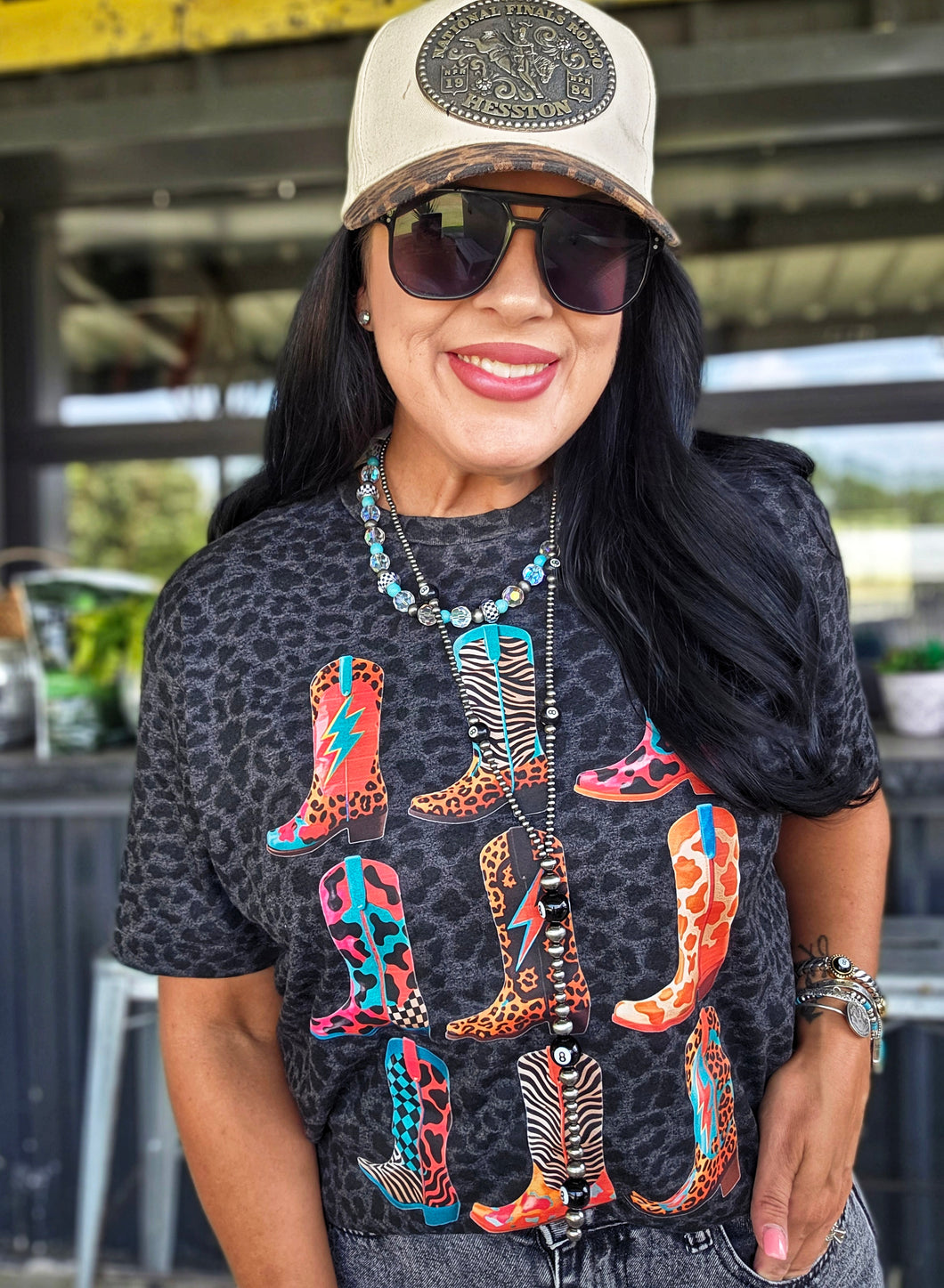 Mamacita dopamine boot collage leopard tee