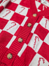 Kids candy cane checkered cardi