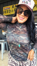 Mamacita camo mesh top