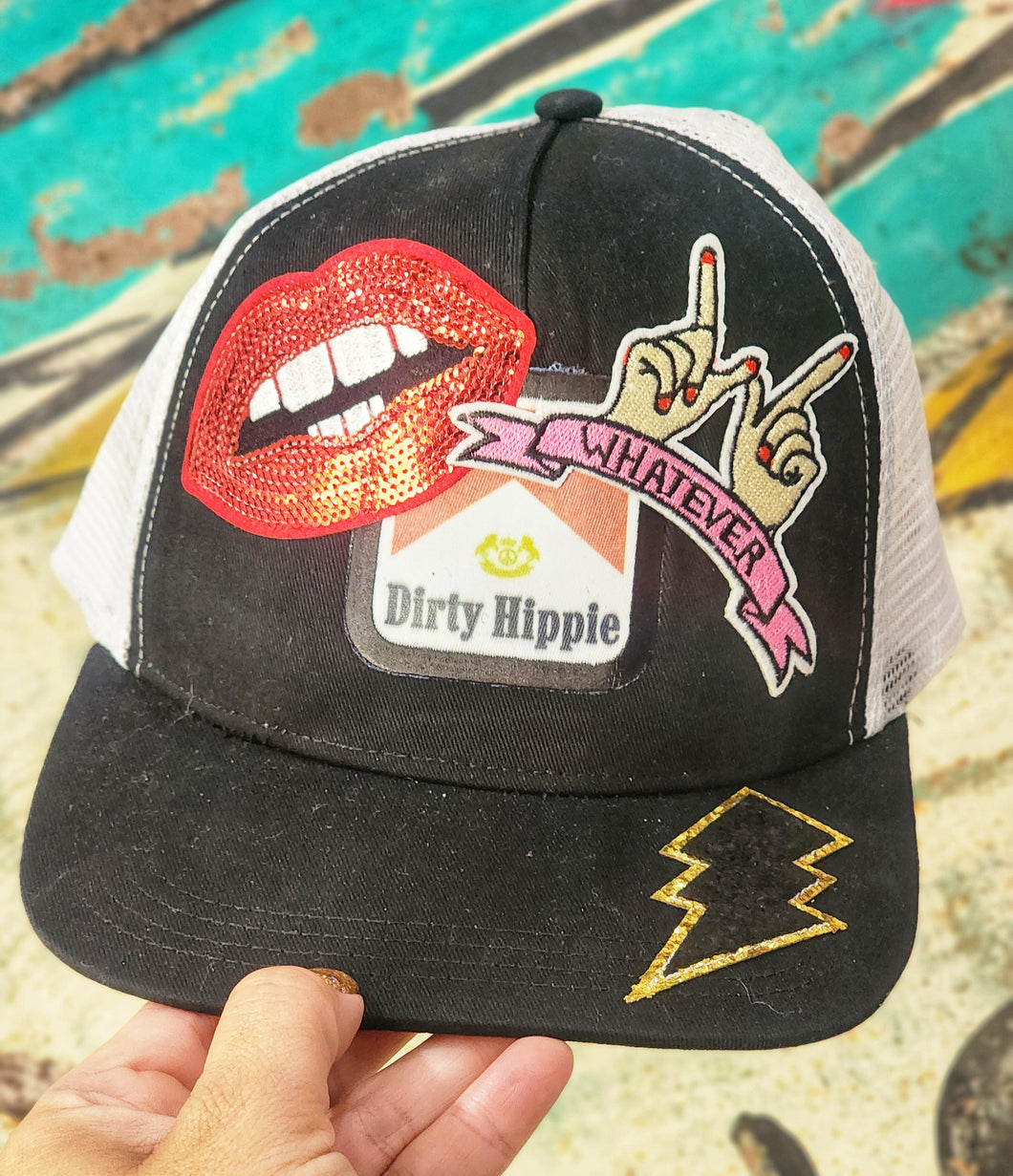 Dirty hippie custom trucker cap