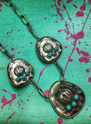 Triple cowboy hat necklace (with earrings)