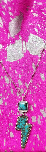 Layered turquoise bolt necklace