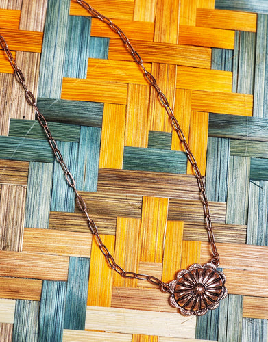 Simple copper Concho necklace