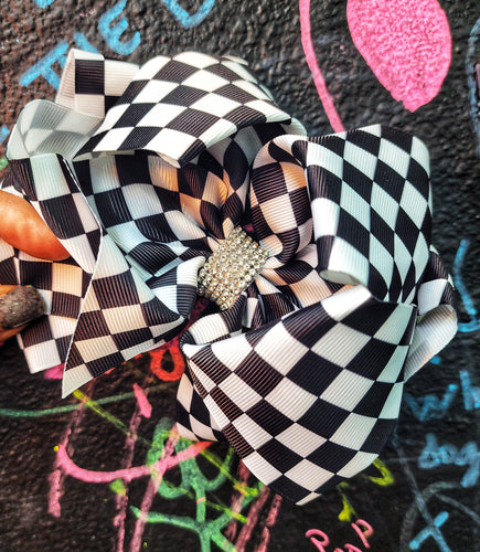 Checkered bling bow