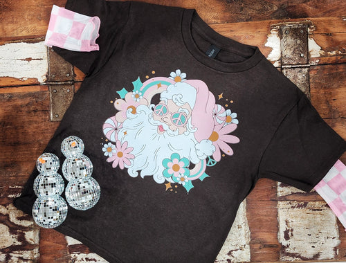 Hippie vibes santa christmas tee