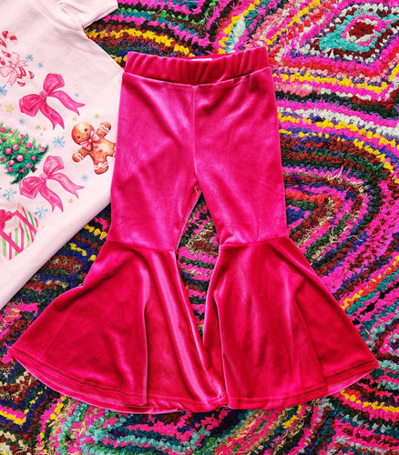 Velvet pink bell bottoms