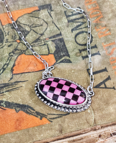 Checkmate oval necklace