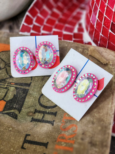 Pink power studd earrings