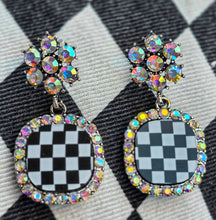 Checkmate checkered bling earrings