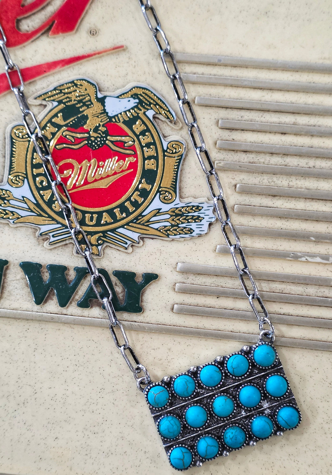 Tri square Turquoise necklace
