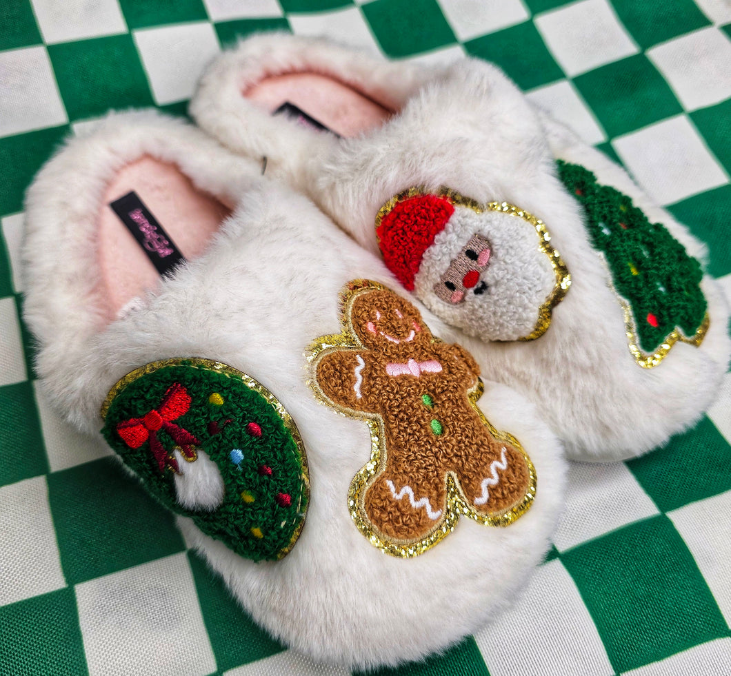 Christmas kid patched slippers