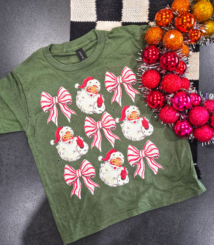 Candy cane bow Santa tee