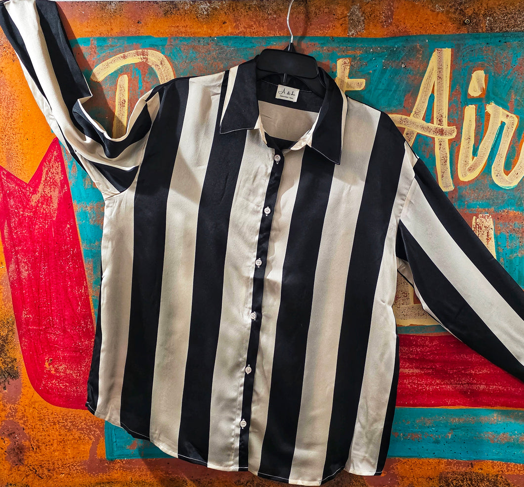 Striped oversized button up shirt